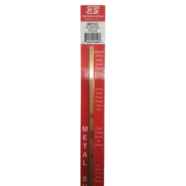 K&S Precision Metals K&S 3/16 in. W X 12 in. L Square Brass Tube 1 pk 8153 - main